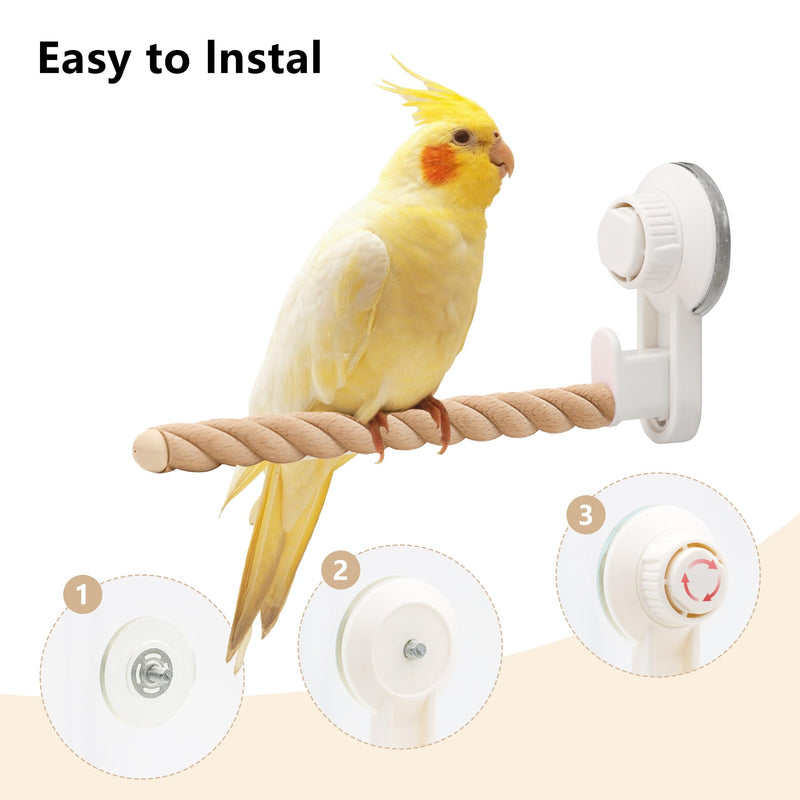Suction Cup Bird Perch,Natural Wood Parrot Window/Bath/Car/Travel/Shower Perches Stand Portable Parakeet Grinding Stick Training Toys for Small and Medium Birds(Twist Grain) 1 Pcs-Wood Stick - PawsPlanet Australia