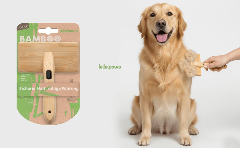 Bamboo Dog & Cat Brush - Sustainable Wooden Grooming Brush & Slicker Brush Against Undercoat, Loose Hair & Knots - Handmade Bamboo Brush for Long Hair & Short Hair Pets - PawsPlanet Australia