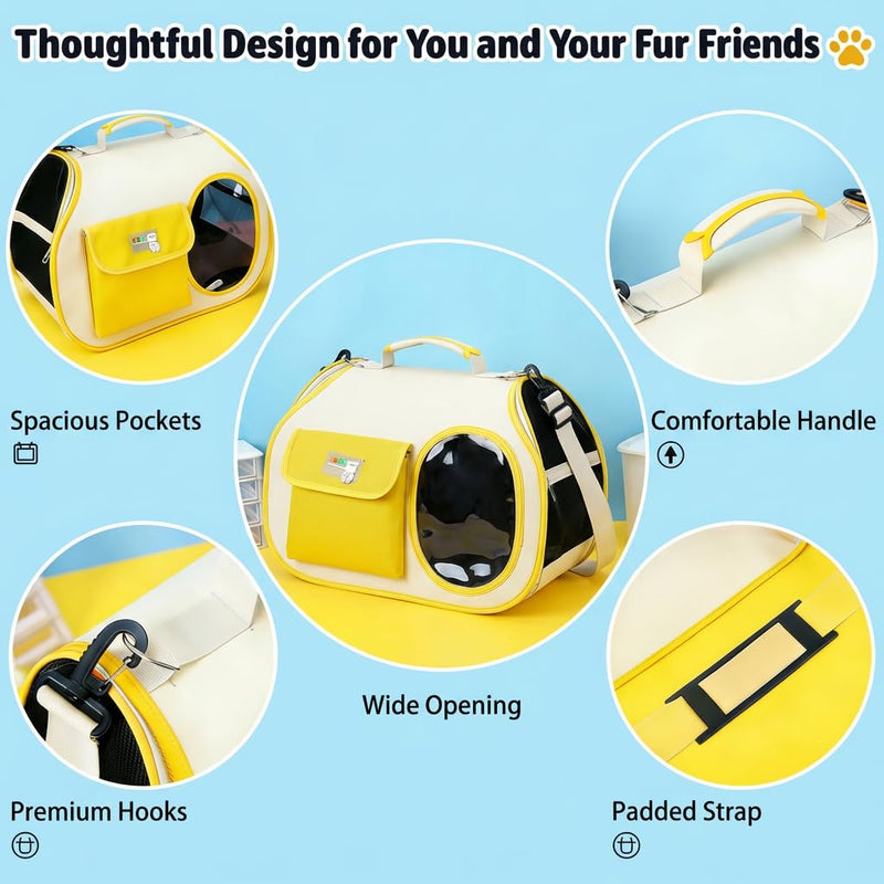 Dog Purse Carrier for Small Dogs-Pet Carrier Purse for Kitty and Puppy Soft Sided Carrier with Breathable Mesh Lightweight Pet Carrier Sling for Outing Travel Vet-Bright Yellow Bright Yellow One Size