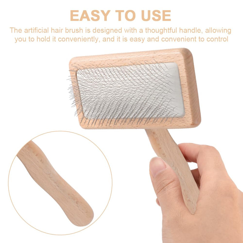 Wooden Wool Carder Hand Carders, Pack of 2 Gentle Soft Needle Brush, Slicker Brush for Dogs, Spiders and Weaves, Card Brushes for Needle Felting Wool 17x11.8+16x9.5cm