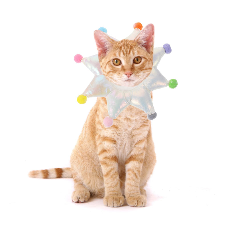 Garneck White Pet Protective Collar with Reduced Postoperative Pain for Cats, Made of Fabric for Recovery After Surgery and Bite Protection