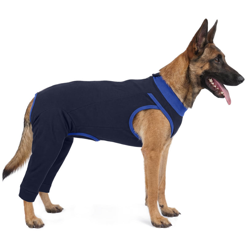 Dog Recovery Suit for Rear Legs,Dog Pants to Prevent Licking,Sleeve for Dogs Rear Legs Abdomen,Dogs Leg Sleeve to Stop Licking,Doggy Onesie for Surgery Female Male,Pet Cone Alternative 3XL Navy Blue