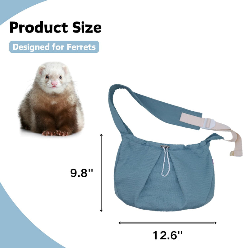 Ferret Sling Carrier - Pet Carrying Bag with Adjustable Strap Hands Free Shoulder Bag Crossbody Travel Slings Soft Small Animal Bonding Pouch Front Backpack for Ferret Rabbit Puppy Kitten (Blue) Blue - PawsPlanet Australia