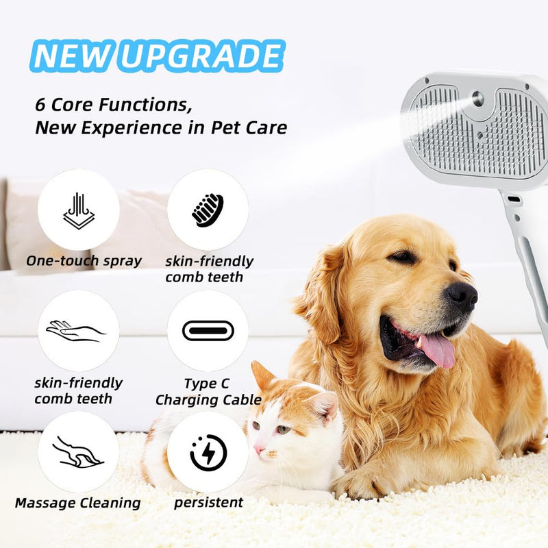 Pet Hair Brush，For shedding dog and cat hair, One Touch Gentle Removal of Loose Undercoat, Brush for All Hair, Types Massage Grooming Tool - PawsPlanet Australia