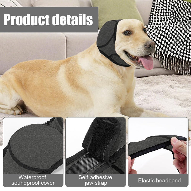 Dog Swim Ear Covers, Waterproof Adjustable Pet Shower Wrap Noise Protection for Small Medium Large Dogs Puppies Cats Grooming,Bathing,Swimming grey L