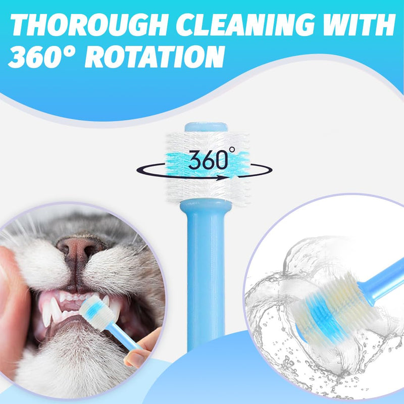Pack of 5 Dog Toothbrushes, 360º Pets Teeth Cleaning Silicone Toothbrush, Fingerling Reusable, for Dogs, Puppies, Cats and Small Pets, Dental Care for Dogs, Cats, Dental Care (Blue) Blue