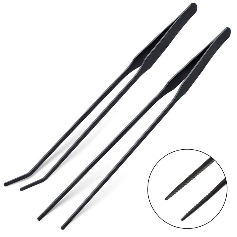 Aquarium Tweezers, Capetsma Stainless Steel Aquarium Plant Tools Long Aquascaping Tools Scissors Spatula Aquatic Plants Tool Set for Freshwater and Saltwater Black