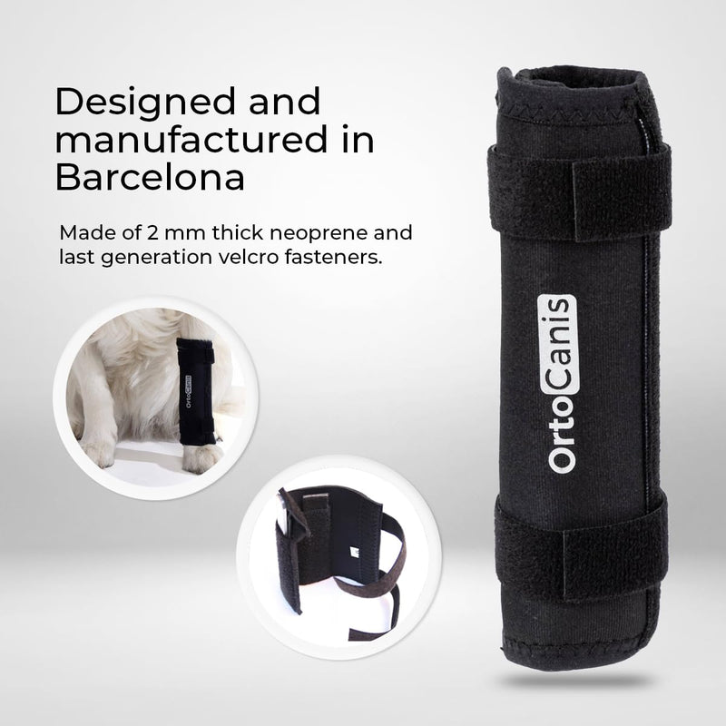 Ortocanis - Dog Carpal Support Brace - Carpal Instability or Osteoarthritis - Stabilizes and Reduces Pain - with Two Immobilization Splints - Made of Neoprene - Size M 8-10 cm Medium