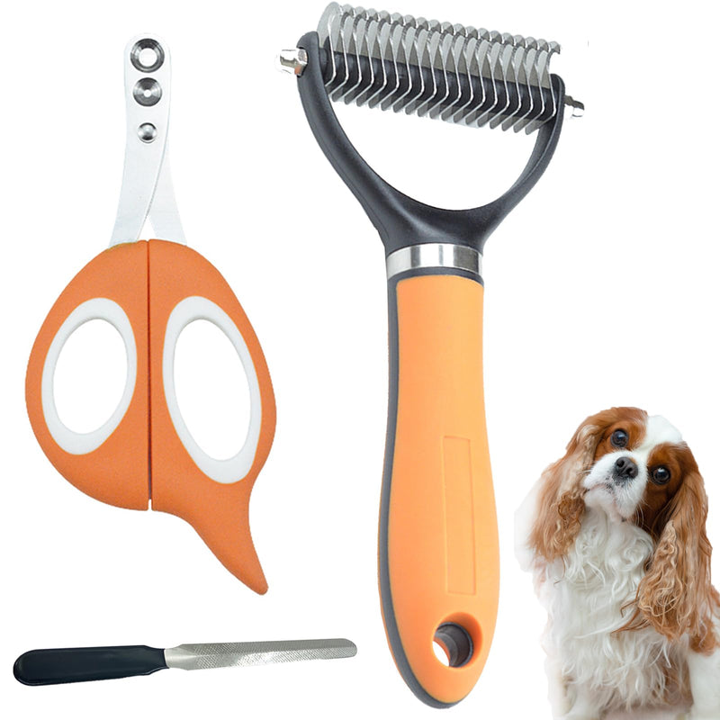 Professional Dematting Comb with 2 Sided 17+9 Precision Teeth | Ideal Deshedding Tool, for Long & Short Haired Pets | Dual Holes Nail Clippers for Dogs and Cats for Beginning Trimmers