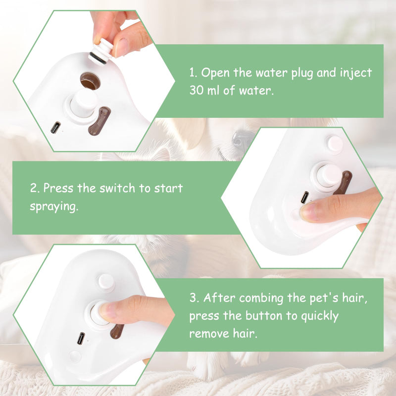 ETACCU Cat Steam Brush, 3 in 1 Cat Steam Brush for Shedding & Grooming, Steam Brush for Dogs/Cats, Remove Tangled Loose Hair for Long & Short Haired, Self Cleaning Pet Steam Brush with Release Button - PawsPlanet Australia