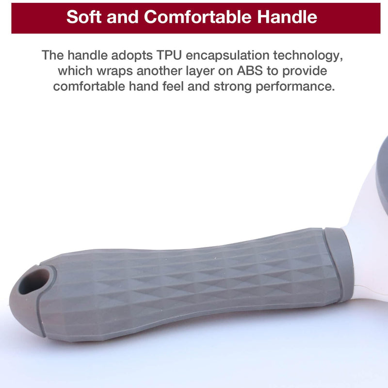 Self Cleaning Slicker Brush with massage particles, suitable for cats, dogs with long and short fur, Gray - PawsPlanet Australia