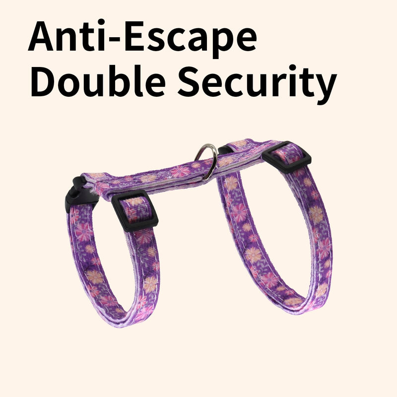 Cotton Cat Harness and Leash Set, Escape-Proof Adjustable Soft Harness for Kitten, Small & Large Cats, Ideal for Travel & Outdoor Walking (Flower) Flower - PawsPlanet Australia