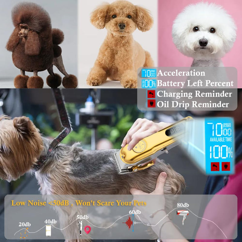 yucca Dog Grooming Clippers for Thick Heavy Coats, Cordless Animal Clippers Professional, Rechargeable Low Noise Clippers, Thick Fur Clippers with Metal Blade for Pets Dogs Cats DGC-1 - PawsPlanet Australia