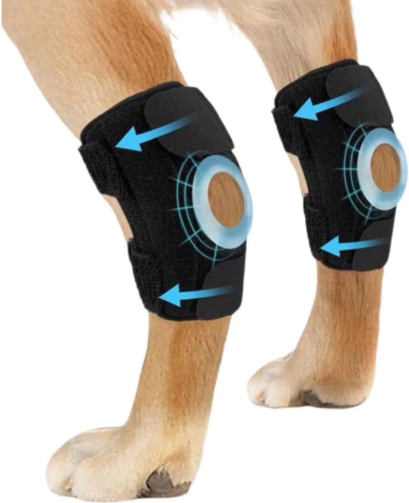 Coodeo Powerful Dog Canine Rear Leg Hock Joint Brace with Metal Spring Strips, Strengthen Support Dog Back Leg Compression Wrap, Help Dogs with Injuries, Sprains, Arthritis, Rheumatism Walk (M, Black) Medium - PawsPlanet Australia
