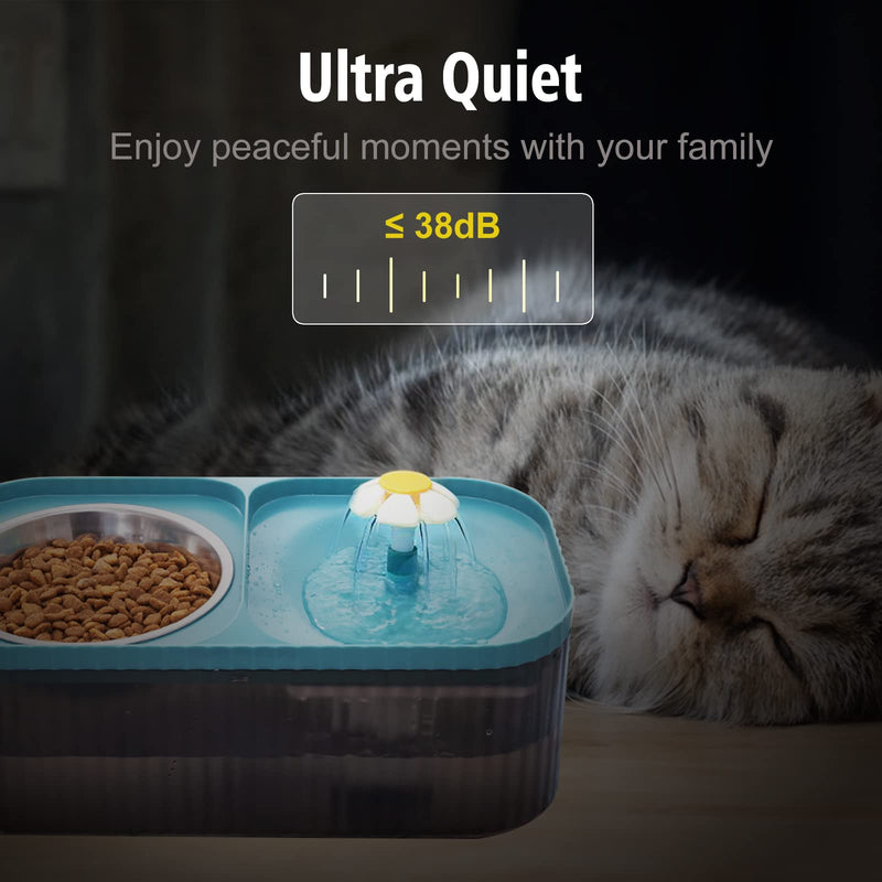 Suertree Cat Fountain Water Bowl Stainless Steel, 101oz/3L Automatic Pet Water Fountain, Dog Water Dispenser Cat Feeding Watering Supplies with 2 Filters for Cats, Dogs, Pets Blue - PawsPlanet Australia