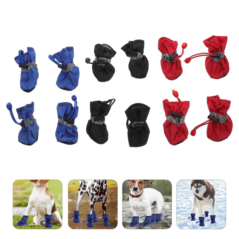 12Pcs Dog Shoes Anti-Slip Sole Dog Boots & Paw Protector for Small Medium Pet Rainy Days Outdoor Use Keeps Paws Dry Warm M