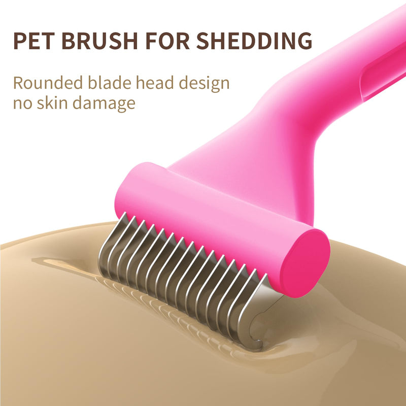 Dog Brush for Shedding cat deshedding grooming supplies for indoor short long hair pet dematting undercoat rake for brish poodle remove matted fur slicker best comb tool cepillo para perros. (Pink) Pink - PawsPlanet Australia