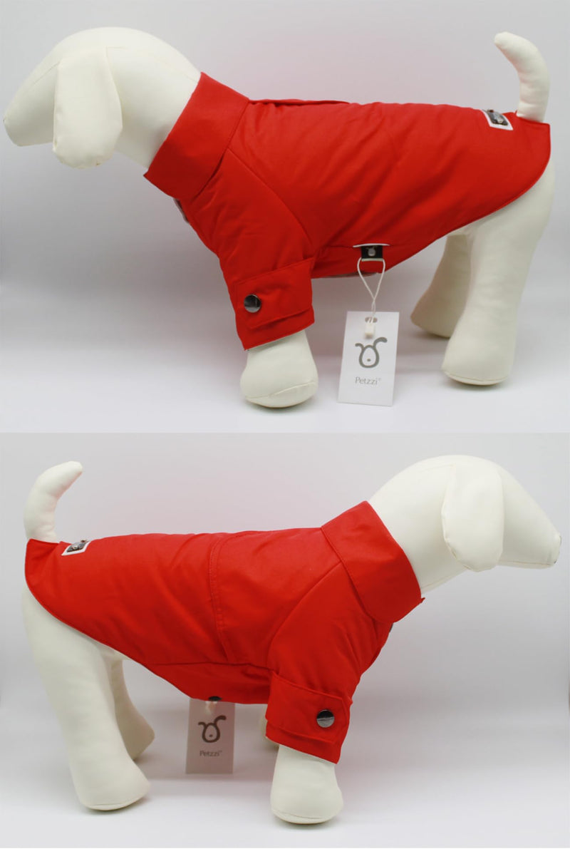 Pet Trench Coat Rain Jacket Spring Dog Clothes for Small Puppy Medium Large Dogs Cat Clothes Windproof Water Resistant - Theodore (M, Red)