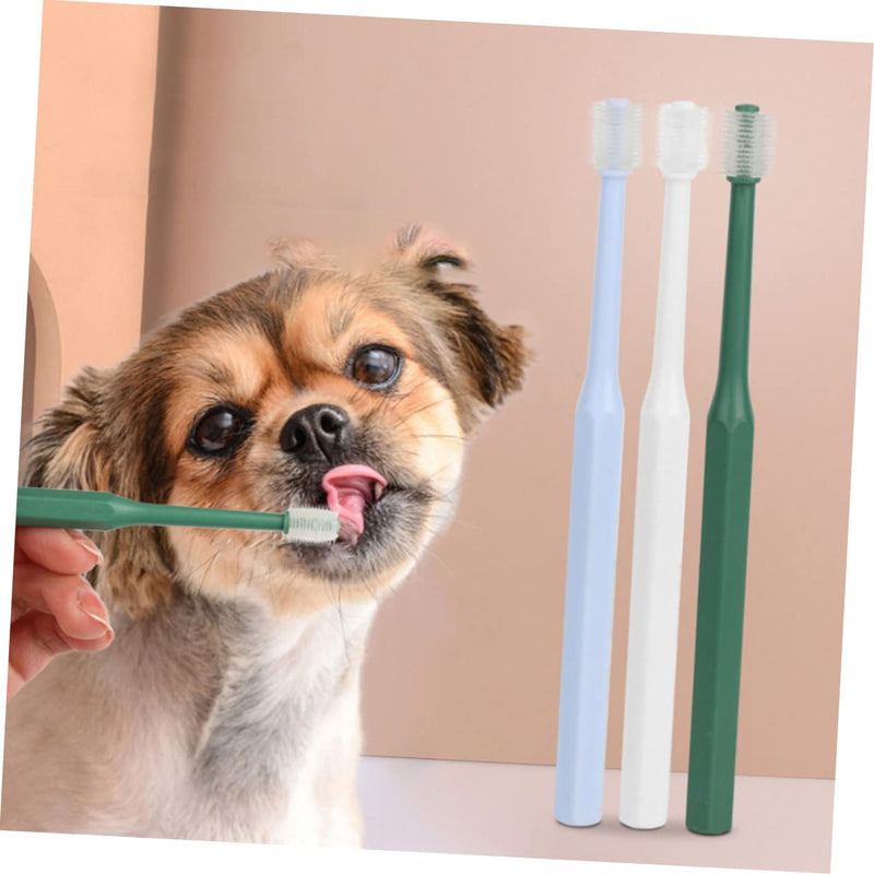 WOONEKY Pack of 4 Pet Toothbrushes Round Brush Made of TPE Handy for Dogs and Cats Gentle Teeth Cleaning Suitable for Small Pets Effective Oral Care and Dental Care
