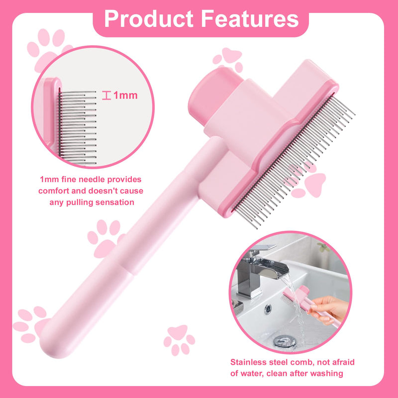 2PCS Flea Comb for Cats and Dogs with Pet Hair Remover Glove, Self Cleaning Pet Flea Cat Grooming Brush with Release Button for Massaging and Cleaning Shedding Pets Hairs - PawsPlanet Australia