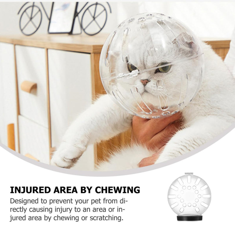 POPETPOP Breathable ABS Cat Helmet with Adjustable Bite Guard for Cats After Surgery for Safe Recovery and Protection from Bites