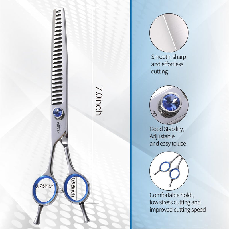 Chunkers Dog Grooming Scissors Left Handed 7.0'' Professional Thinning Shears for Dogs Pet Grooming Scissors Chunkers Shears Dog Grooming Japan 440C 70% Thinning Rate 18 Teeth(7.0'' Chunkers) 7.0 inch - PawsPlanet Australia