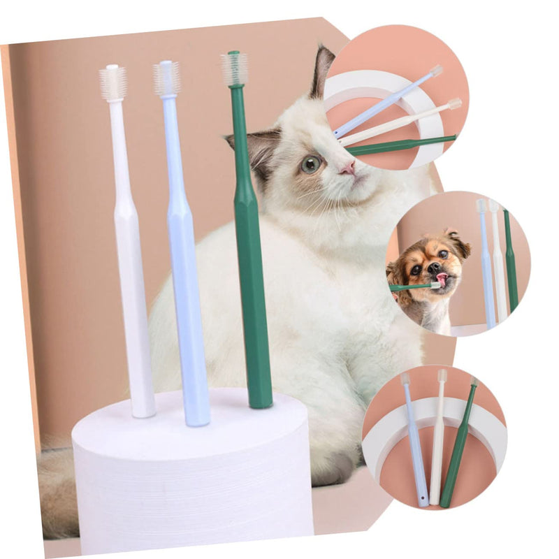 Abaodam Pack of 4 Manual Toothbrushes for Pets with Ergonomic Handle, All-Round Brush for Effective and Gum Cleaning for Small Dogs and Cats, Compact and Versatile