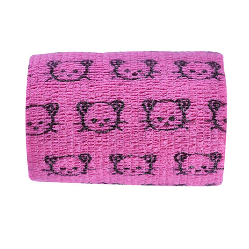 Haofy Dog Bandage, 4 Pieces, Cosmic Pet Bandage, Wrap Bandage, Soft, Self-Fixing, Breathable, Air Permeable, 5.9 x 5.9 cm, for Small Dogs, Hmostase, Green, Pink, Red, Yellow Rose Cat Face