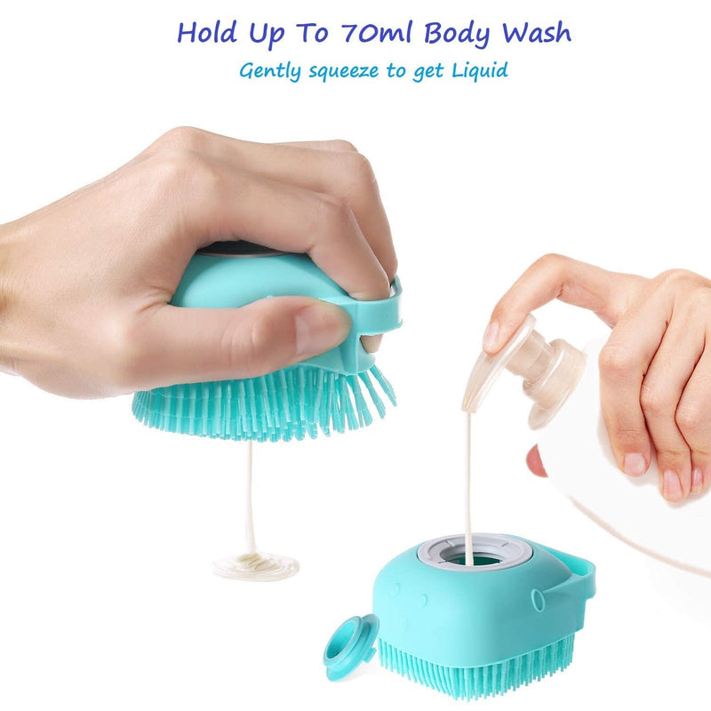 L.B. Dog Bath Brush Silicone, Massage Soft Brush Cats, Pet Massage Brush Shampoo Dispenser - PawsPlanet Australia
