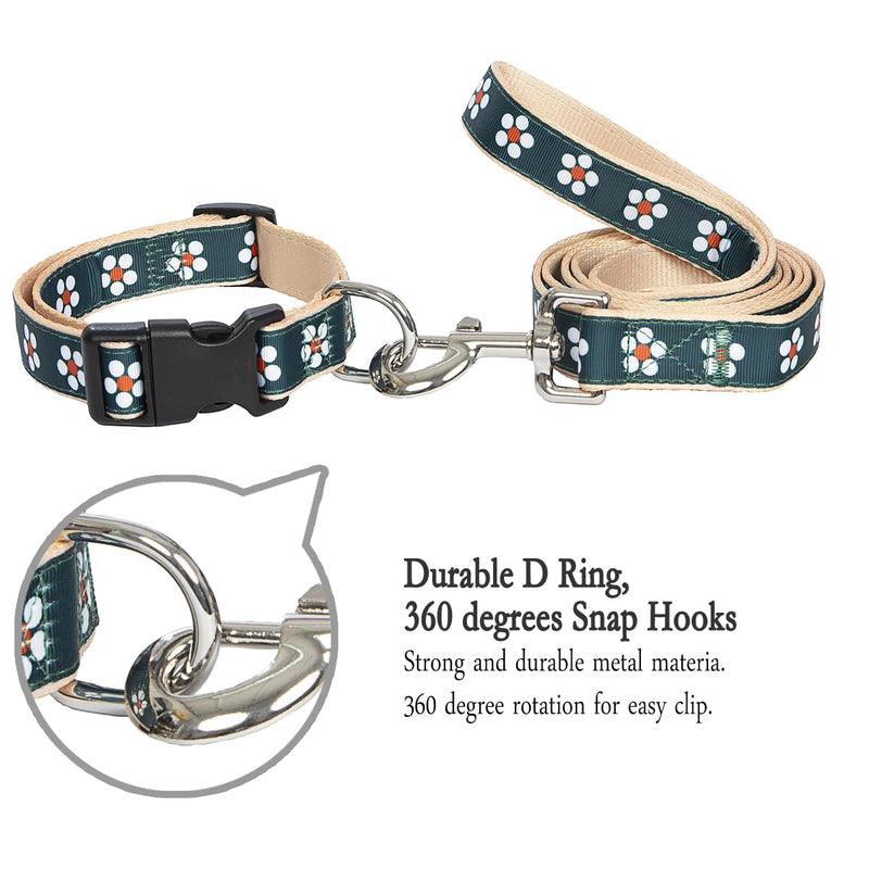 2PCS Floral Dog Collar and Flower Leash Set Pet Gift Adjustable Dogs Floral Collars for Small Medium Large Collars (S) S (7"-12") - PawsPlanet Australia