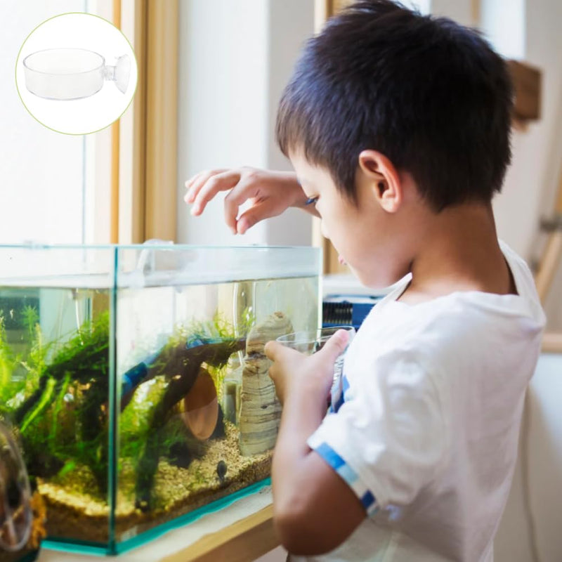 2 Pack 60mm Aquarium Shrimp Feeder Dish with Suction, Round Clear Fish Tank Food Tray Container, Feeder Bowl, Prevent Food Spilling - PawsPlanet Australia