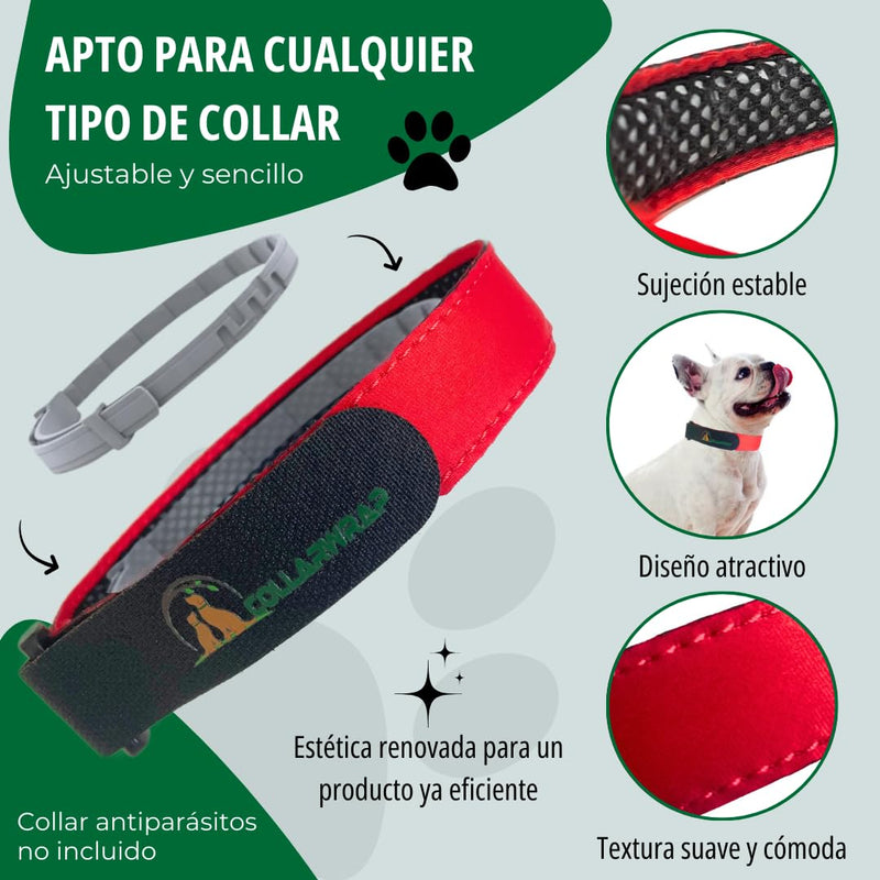 Anti-parasite Dog Collar Cover, Suitable for All Small and Large Sizes, Flea Protection (Red, XL: 48 to 52 cm) XL: de 48 a 52 cm red
