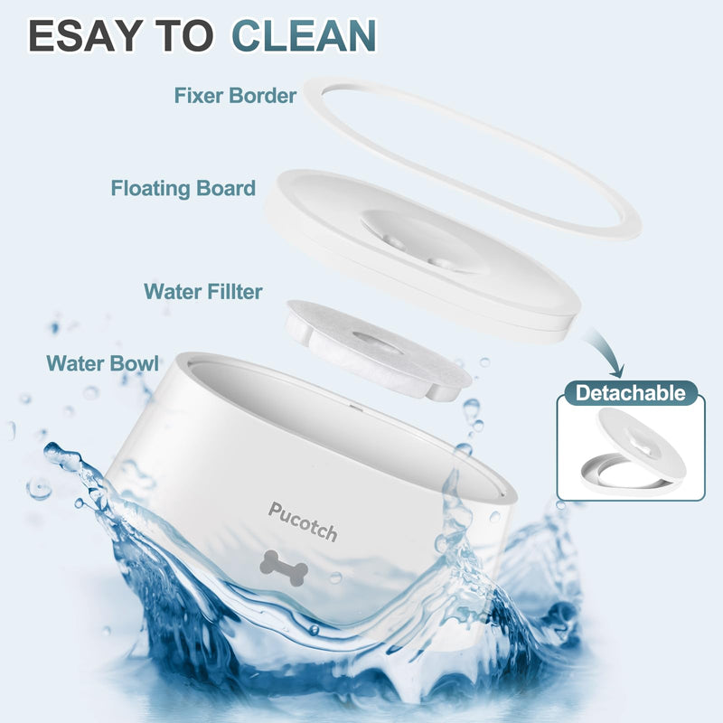 Dog Water Bowl No Spill 2L/70oz Spill Proof Dog Water Bowl Slow Water Feeder for Dogs No Splash Pet Water Bowl Dispenser for Messy Drinkers Vehicle Travel Dog Water Bowl,BPA Free White - PawsPlanet Australia