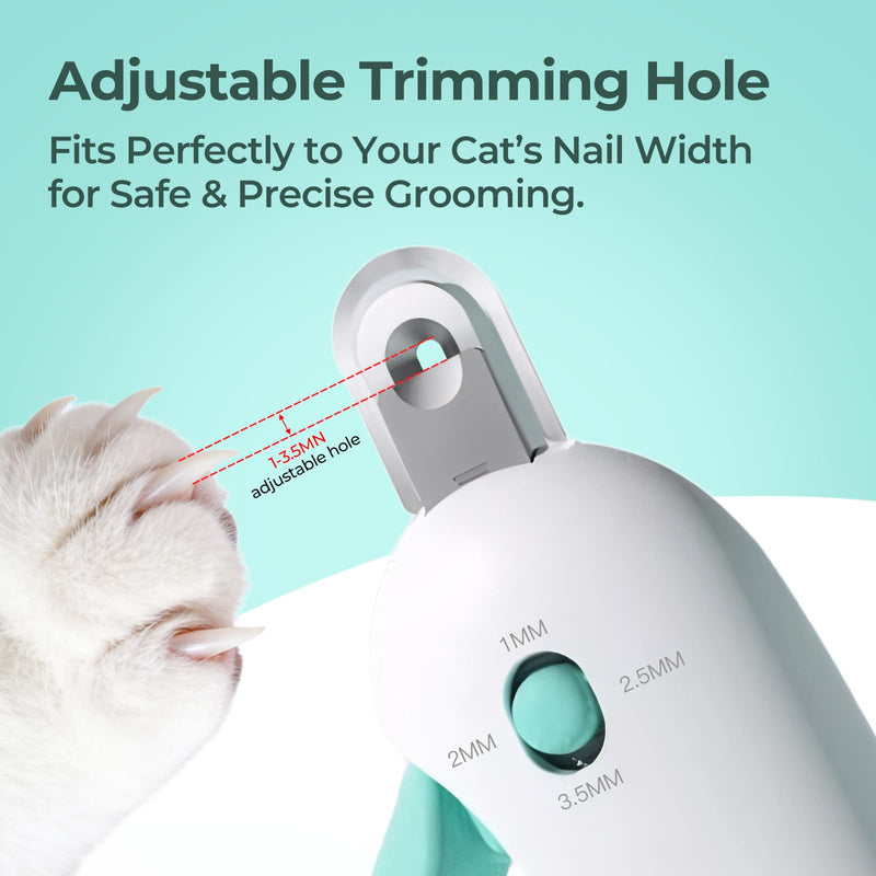 Cat Nail Clippers with a Removable Debris Collector, Adjustable Size, Built-in Hidden Nail File, Round Hole Blade, Safe Home pet Grooming Tool - PawsPlanet Australia