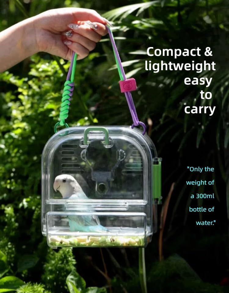 Portable Plastic Bird Cages Lightweight Waterproof Ventilated Travel Bird Cage for Pets Ideal for Outdoor Use Easy to Carry Bird Carrier Perfect for Small Birds and Budgies (Purple) Purple - PawsPlanet Australia