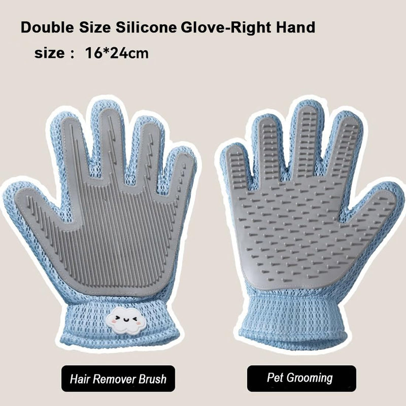 2 in 1 Pet Grooming Gloves for Dogs & Cats, Pet Fur Remover Glove, Grooming Brush for Shedding, Massage, Hair Remover Mitt, Fur Cleaner for Couch, Clothes,Carpet -1 Piece - PawsPlanet Australia