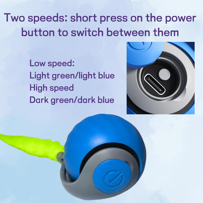 2025 Upgraded Self-Moving Cat Toy Ball with Tail (2-Pack) - Rechargeable Smart Interactive Kitten Toys, 2-Speed Modes, Bite-Resistant Indoor Exercise Toys for Bored Cats (Blue&Orange) - PawsPlanet Australia