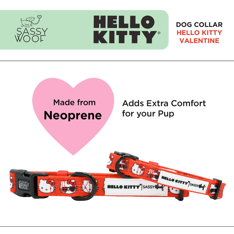 Sassy Woof Dog Collar Hello Kitty® Red Classic - S, Adjustable, Durable, Comfortable, Patented Design and Stylish Pet Accessories for Small Dogs - PawsPlanet Australia