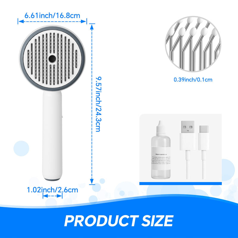 3-in-1 Pet Steam Brush for Dogs and Cats, Shedding & Grooming Comb for Long and Short Hair, Hair Removal with Spray and One-Click Release - PawsPlanet Australia