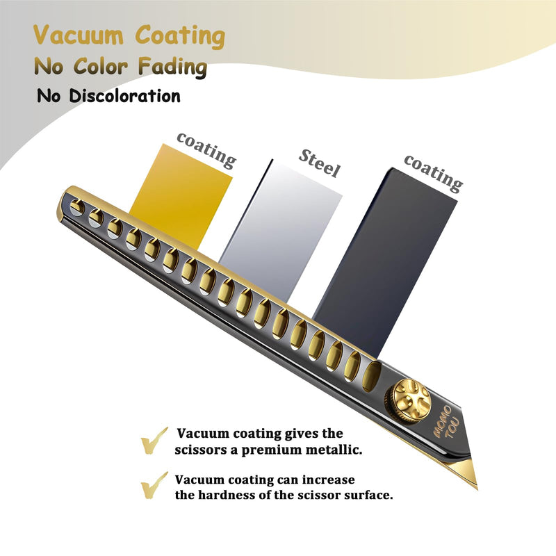 7.5'' Chunker Dog Grooming Scissors with Decorative Screw Sharp and Durable Black and Golden 440C Stainless Steel Dog Thinner Shears Easy Use for Groomers and Beginners. Chunker Scissors 7.5''