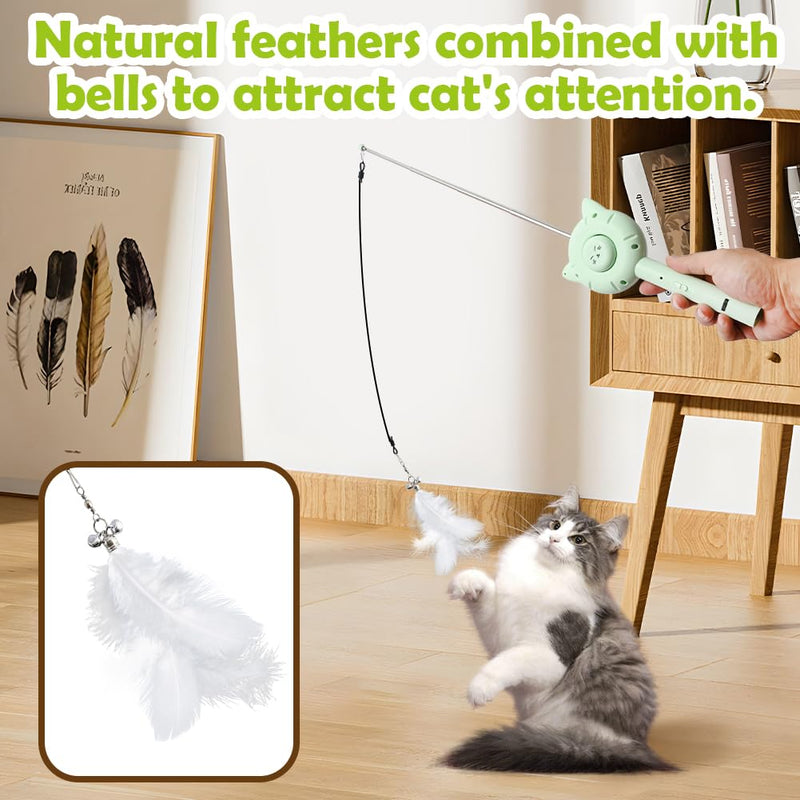 Cat Brush Toy，5-in-1 Interactive Cat Toys Retractable Cat-Teasing Wand，Pet Grooming Self Cleaning Brush， Light Up Cat Toy with Five Light Patterns - PawsPlanet Australia