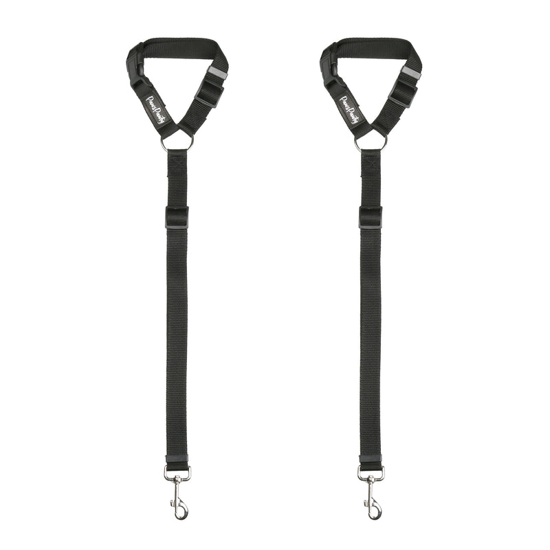 PawsPawty 2 Pack Headrest Dog Car Safety Seat Belt Adjustable Nylon Fabric Car Leash Vehicle Seatbelts Harness for Dogs 2-in-1 Leash and Restraint Black - PawsPlanet Australia