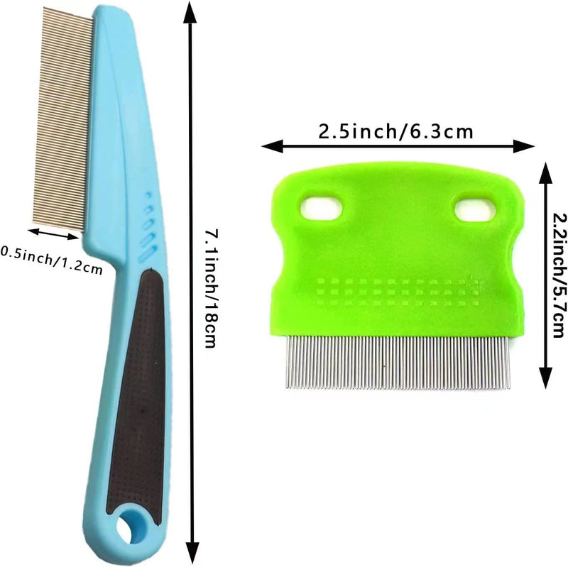 2 Pcs Pet Grooming Combs - Flea and Lice Remover for Dogs, Cats, and Small Pets (Blue and Green) - PawsPlanet Australia