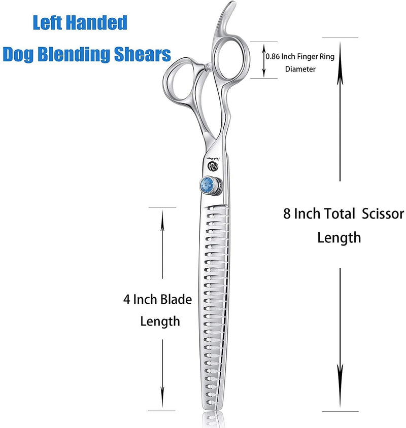 Purple Dragon 8.0" Left Handed Professional Pet/Dog Grooming Hair Cutting Scissors&Downward Curved Scissor &Chunker Shears with Bag - for Mancinism Pet Groomer or Family DIY Chunker Scissor - PawsPlanet Australia