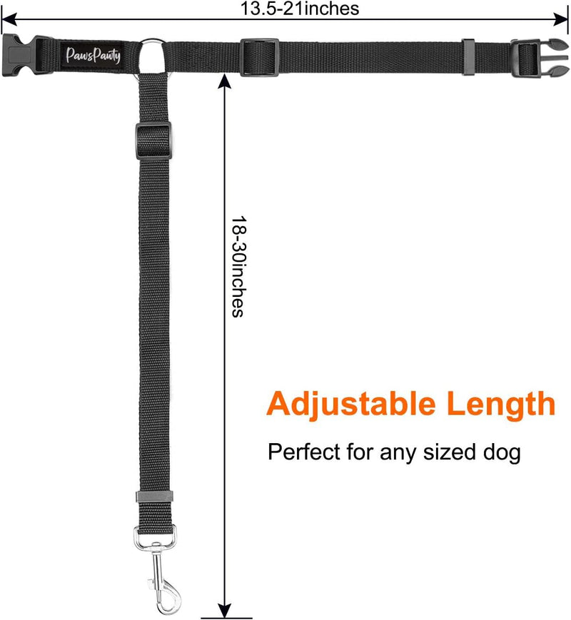 PawsPawty 2 Pack Headrest Dog Car Safety Seat Belt Adjustable Nylon Fabric Car Leash Vehicle Seatbelts Harness for Dogs 2-in-1 Leash and Restraint Black - PawsPlanet Australia