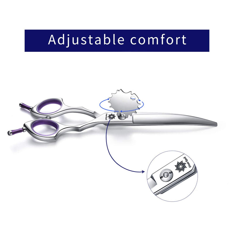 Dream Reach Professional 6.5 Inch Dogs Grooming Curved Scissors, Purple Pet Downward Curved Shears for Cat and Small Dog Shears Or Any Breed Trimming Cuts, Design for Professional Groomer Purple-down Curved