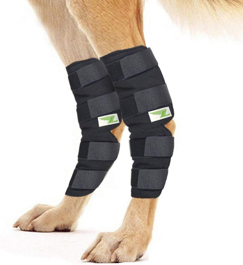 Rear Dog Leg Brace One Pair Heals Hock Joint Wrap Sleeve for Hind Legs(L/Long) L Black