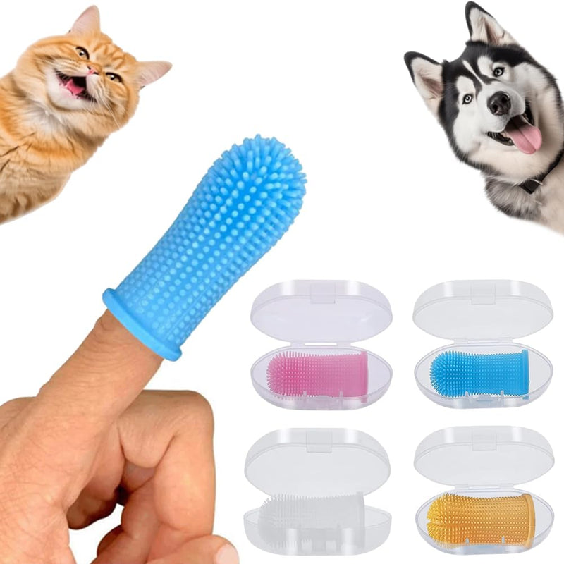 Dog Toothbrush - Dog Tooth Brushing Kit for Dog Teeth Cleaning -Dog Dental Care for Puppies, Cats & Small Pets - Pack of 4
