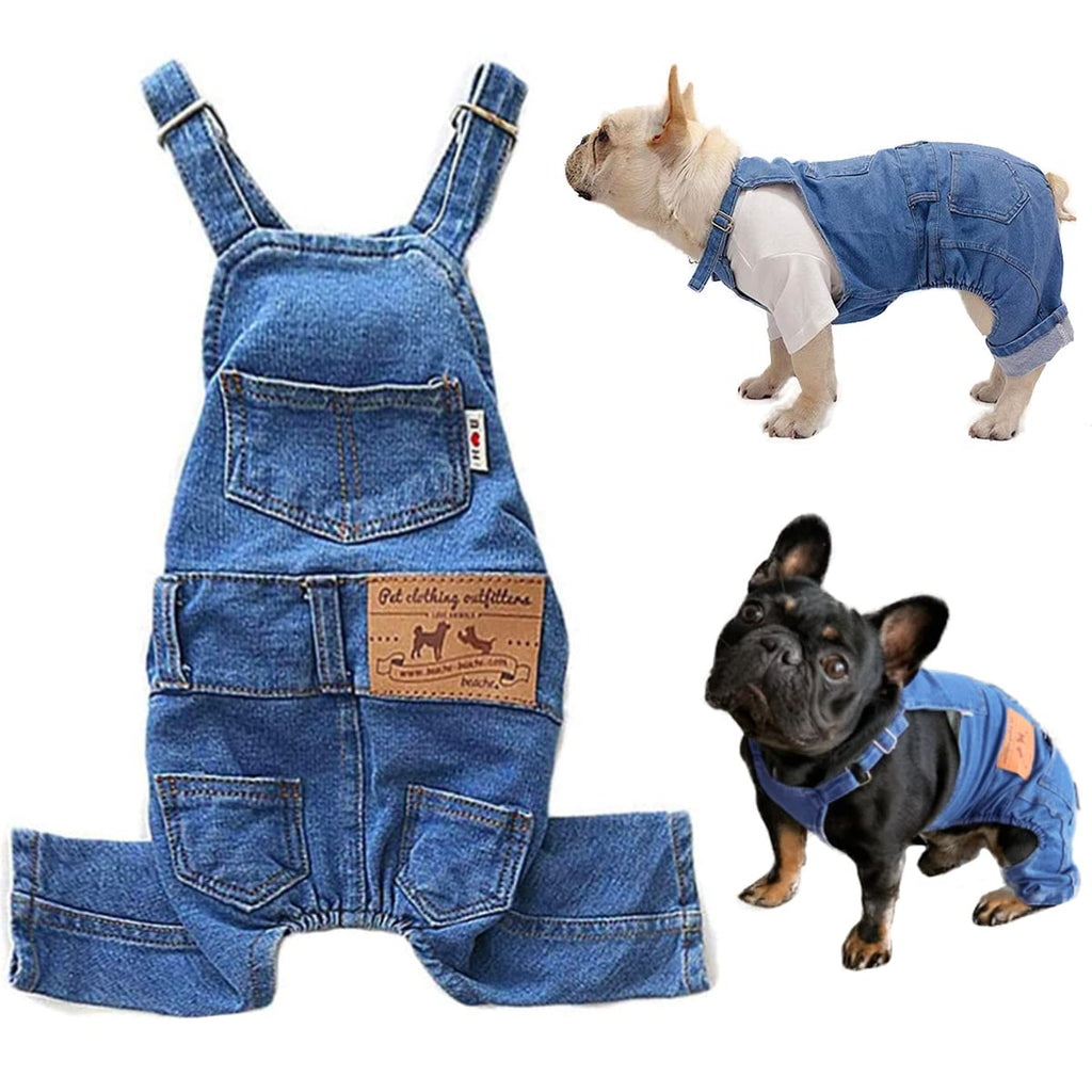 Dog Shirts Clothes Denim Overalls, Pet Jeans Onesies Apparel, Puppy Jean Jacket Sling Jumpsuit Costumes, Fashion Comfortable Blue Pants Clothing for Small Medium Dogs Cats Boy Girl (Blue, Medium)