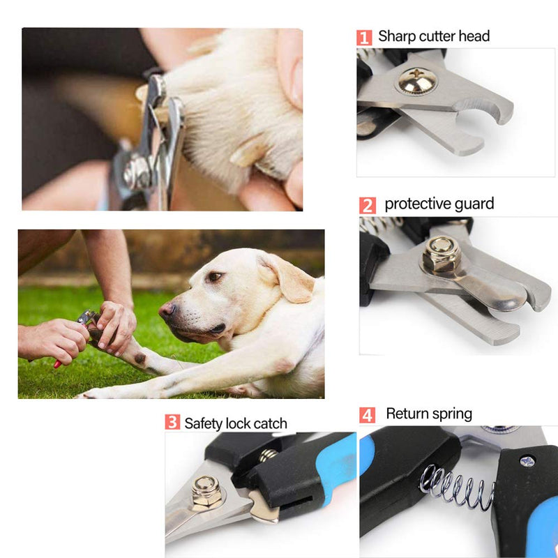 Dog Grooming Scissors kit with Safety Round End, Pet Grooming Trimmer Set with Blunt Tip-Thinning, Straight, Curved Shears tool with Comb, Nail Cliper and Nail File for Long Short Fur of Cat and Puppy - PawsPlanet Australia